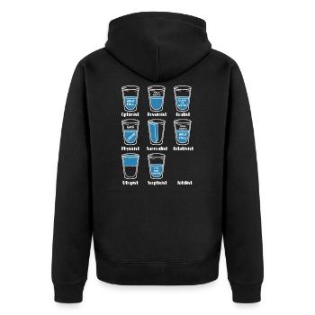 T-Shirt mit lustigem Spruch - Unisex Premium Bio Zip Hoodie - Schwarz - Hinten - Nico (187cm)