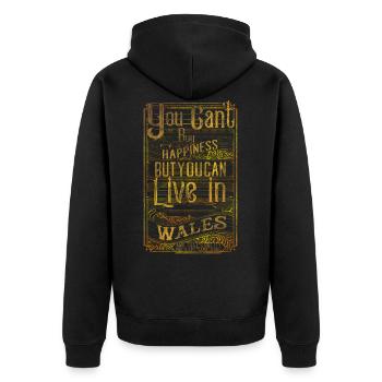 Wales - Unisex Premium Bio Zip Hoodie - Schwarz - Hinten - Nico (187cm)