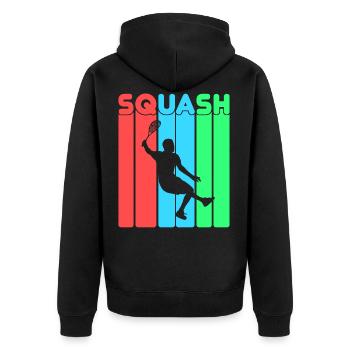 Squash - Unisex Premium Bio Zip Hoodie - Schwarz - Hinten - Nico (187cm)