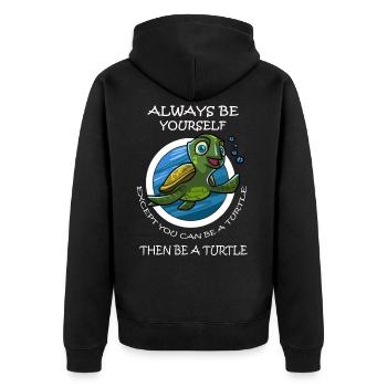Lustiger Schildkröten Spruch T-Shirt Geschenk - Unisex Premium Bio Zip Hoodie - Schwarz - Hinten - Nico (187cm)