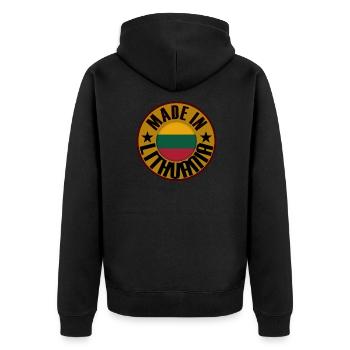 Litauen - Unisex Premium Bio Zip Hoodie - Schwarz - Hinten - Nico (187cm)