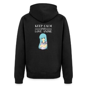 Keep Calm Cute Anime Schul Uniform Girl Geschenk - Unisex Premium Bio Zip Hoodie - Schwarz - Hinten - Nico (187cm)