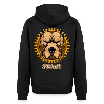 Pitbull - Unisex Premium Organic Zip Hoodie - black - Back - Nico (187cm)