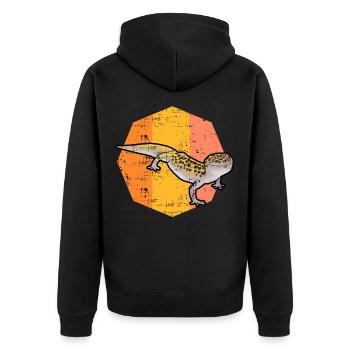 Gecko Tier Reptil Geschenk Eidechse tierisch - Unisex Premium Bio Zip Hoodie - Schwarz - Hinten - Nico (187cm)