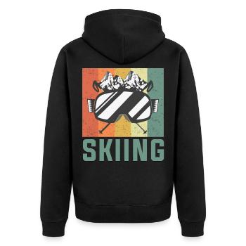 Ski - Unisex Premium Bio Zip Hoodie - Schwarz - Hinten - Nico (187cm)