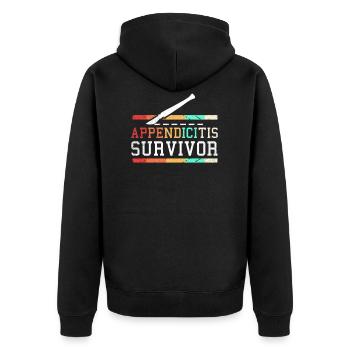 Appendicitis infection survivor gift - Unisex Premium Organic Zip Hoodie - black - Back - Nico (187cm)