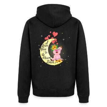 Dreckige Sau Schwein - Unisex Premium Bio Zip Hoodie - Schwarz - Hinten - Nico (187cm)