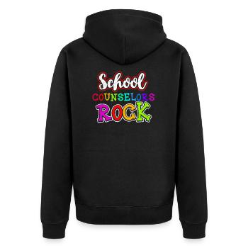 Schulkurator-Kurator-schaukelndes Geschenk - Unisex Premium Bio Zip Hoodie - Schwarz - Hinten - Nico (187cm)
