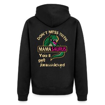 Dinosaur T-Shirt - Unisex Premium Organic Zip Hoodie - black - Back - Nico (187cm)