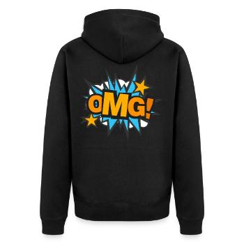 OMG - Unisex Premium Organic Zip Hoodie - black - Back - Nico (187cm)