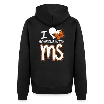 Sensibilisation à la SP J'aime n'importe qui avec un cadeau MS - Veste à capuche bio Premium Unisexe - noir - Dos - Nico (187cm)