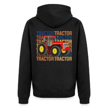 tractor - Unisex Premium Organic Zip Hoodie - black - Back - Nico (187cm)
