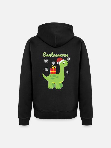 Christmas Dinosaur Santasaurus Gift - Unisex Premium Organic Zip Hoodie - black