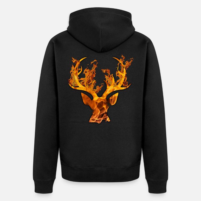 Burning Deer Brennender Hirsch - Veste à capuche bio Premium Unisexe - noir