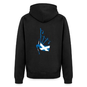 Cornemuse et drapeau écossais - Veste à capuche bio Premium Unisexe - noir - Dos - Nico (187cm)