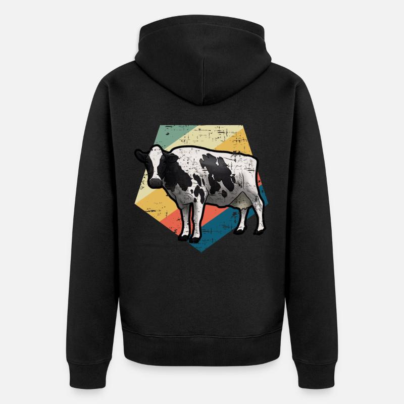 Vache rétro - Veste à capuche bio Premium Unisexe - noir