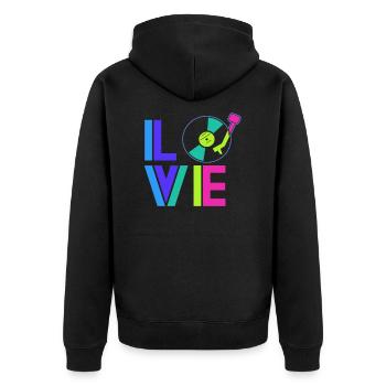 20184525 - Unisex Premium Organic Zip Hoodie - black - Back - Nico (187cm)