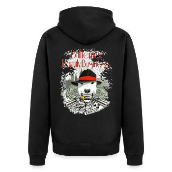 Bullterrier - It's Family Business - Unisex Premium Bio Zip Hoodie - Schwarz - Hinten - Nico (187cm)