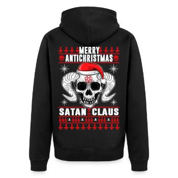 Merry Antichristmas - Satan Claus Ugly Sweater - Unisex Premium Organic Zip Hoodie - black - Back - Nico (187cm)