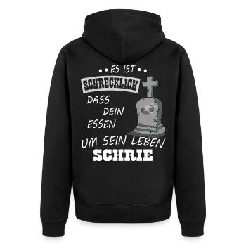 Veganer Vegan Tierschutz Tierrechte Soja Tofu - Unisex Premium Bio Zip Hoodie - Schwarz - Hinten - Nico (187cm)