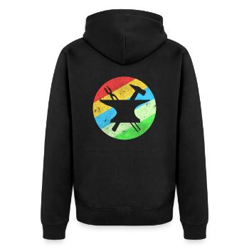 Vintage blacksmith gift anvil hammer iron profession - Unisex Premium Organic Zip Hoodie - black - Back - Nico (187cm)