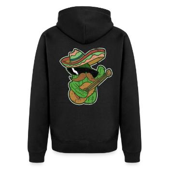 Kaktus Mexiko Sombrero bunt Geschenk Gitarre - Unisex Premium Bio Zip Hoodie - Schwarz - Hinten - Nico (187cm)
