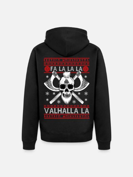 FALALALA VALHALLA LA - VIKING LELIJKE KERSTMIS TRUI - Uniseks Premium bio ziphoodie - zwart