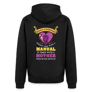 Down Syndrom Behinderung Trisomie 21 Kind Geschenk - Unisex Premium Bio Zip Hoodie - Schwarz - Hinten - Nico (187cm)