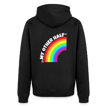 Gay Couple My Other Half Gift - Unisex Premium Organic Zip Hoodie - black - Back - Nico (187cm)