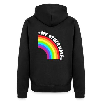 Gay Couple My Other Half Gift - Unisex Premium Organic Zip Hoodie - black - Back - Nico (187cm)