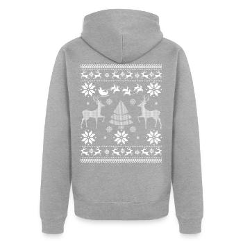 Pull Ugly Christmes - Veste à capuche bio Premium Unisexe - gris chiné - Dos - Nico (187cm)