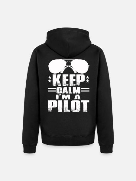 I am Pilot-Ich bin Pilot - Unisex Premium Bio Zip Hoodie - Schwarz