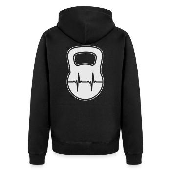 Kettlebell Heartbeat-EKG-Geschenk - Unisex Premium Bio Zip Hoodie - Schwarz - Hinten - Nico (187cm)