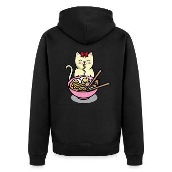 Sweet eating cat - Unisex Premium Organic Zip Hoodie - black - Back - Nico (187cm)