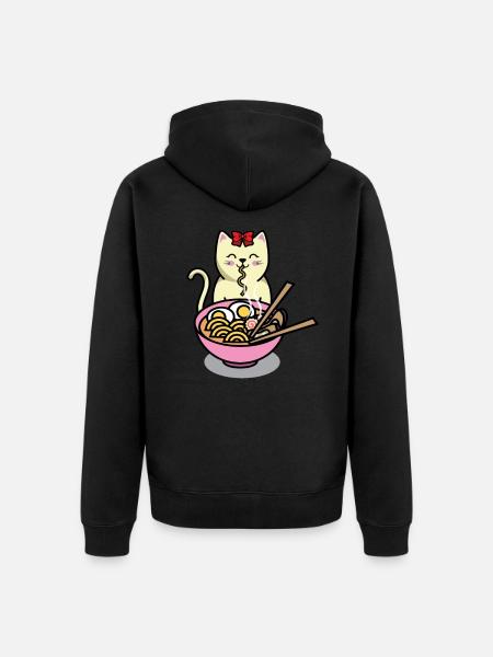 Sweet eating cat - Unisex Premium Organic Zip Hoodie - black