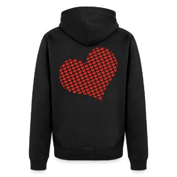 valentinstag - Unisex Premium Bio Zip Hoodie - Schwarz - Hinten - Nico (187cm)