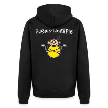Physiotherapie Physio Ball Gym Sport - Unisex Premium Bio Zip Hoodie - Schwarz - Hinten - Nico (187cm)
