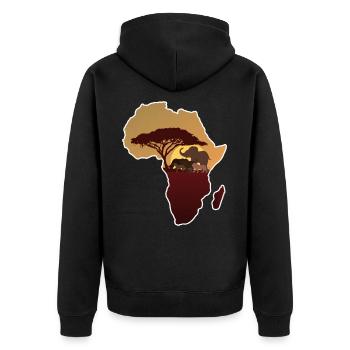 Afrika - Unisex Premium Bio Zip Hoodie - Schwarz - Hinten - Nico (187cm)