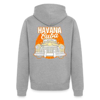 Cuba La Havane Voiture classique vacances - Veste à capuche bio Premium Unisexe - gris chiné - Dos - Nico (187cm)