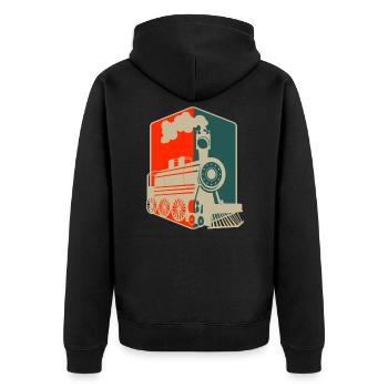 railroad - Unisex Premium Organic Zip Hoodie - black - Back - Nico (187cm)