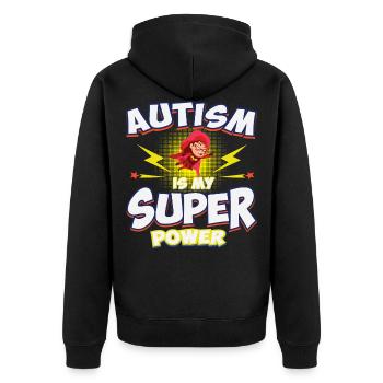 Autisme Super-héros aidants parents enfants cadeau - Veste à capuche bio Premium Unisexe - noir - Dos - Nico (187cm)