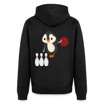 Bowling penguin - Unisex Premium Organic Zip Hoodie - black - Back - Nico (187cm)