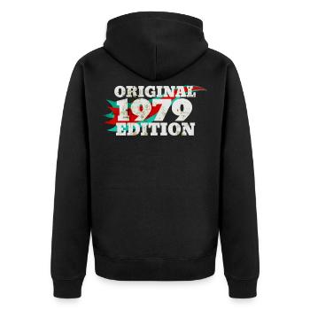 1979 Geburtsjahr - Unisex Premium Bio Zip Hoodie - Schwarz - Hinten - Nico (187cm)