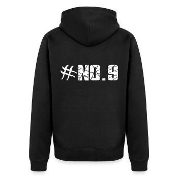 Messer Rule No 9 Messer Sammler - Unisex Premium Bio Zip Hoodie - Schwarz - Hinten - Nico (187cm)