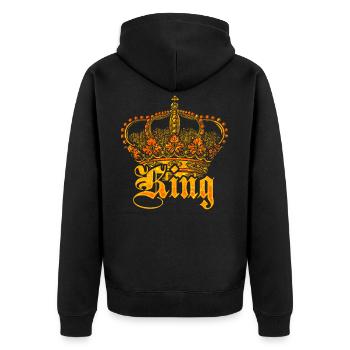 King Crown King - Unisex Premium Organic Zip Hoodie - black - Back - Nico (187cm)