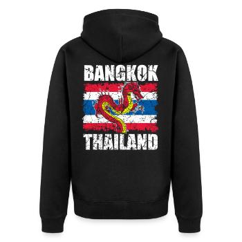 Bangkok Thaïlande Dragon Drapeau Drapeau Asie Vacances - Veste à capuche bio Premium Unisexe - noir - Dos - Nico (187cm)