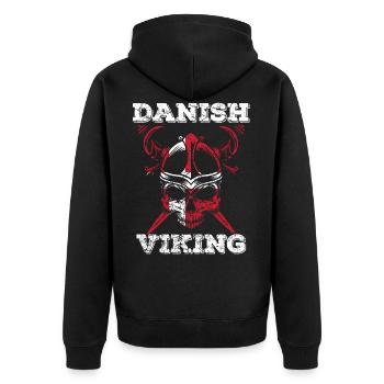 Drapeau Danemark Crâne Crâne Viking - Veste à capuche bio Premium Unisexe - noir - Dos - Nico (187cm)
