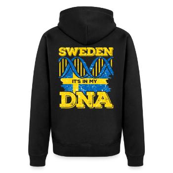 Suède Sverige Vikings flag ADN de Scandinavie - Veste à capuche bio Premium Unisexe - noir - Dos - Nico (187cm)