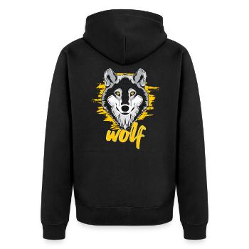 Wolf - Unisex Premium Bio Zip Hoodie - Schwarz - Hinten - Nico (187cm)