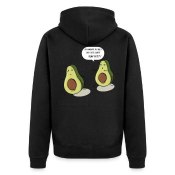 Avocado Liebhaber Veganer Vegetarier Geschenk - Unisex Premium Bio Zip Hoodie - Schwarz - Hinten - Nico (187cm)